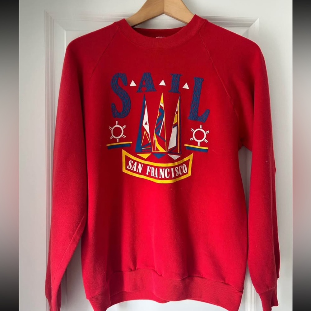 1990s Vintage Jerzees Red Sail San Francisco Crewneck Sweater